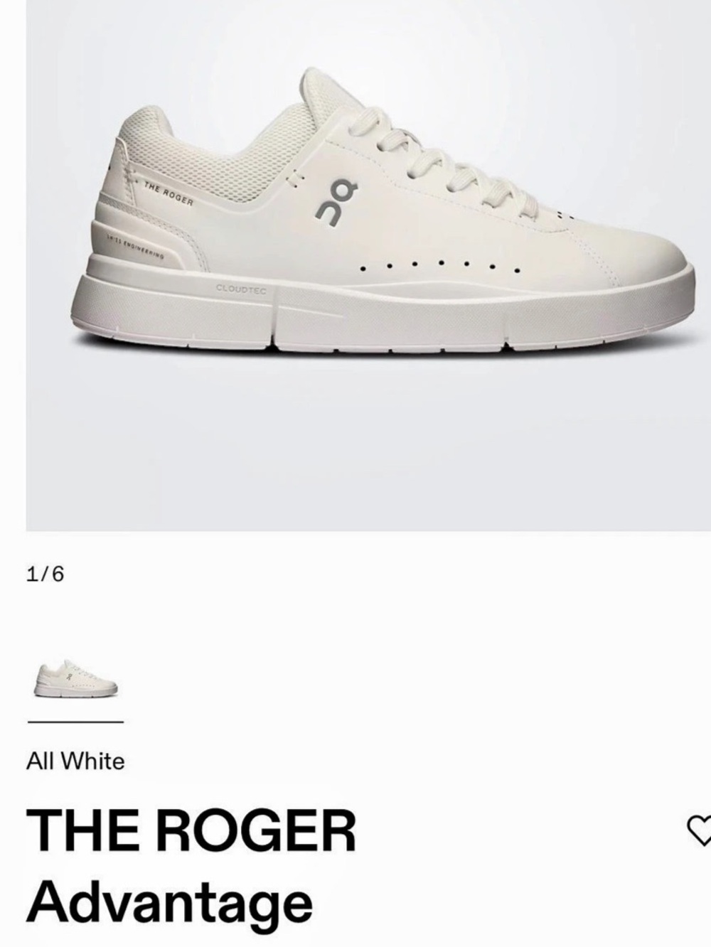 On The Roger Advantage Women's White US 5 W Sneakers